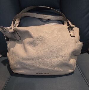 Michael Kors Grey Leather Shoulder Bag With Silver Accents
